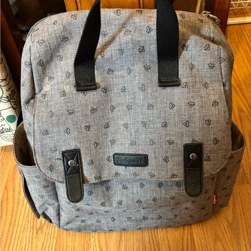 Babymel Robyn Convertible Backpack Diaper Bag, Gray Origami Heart, One Size